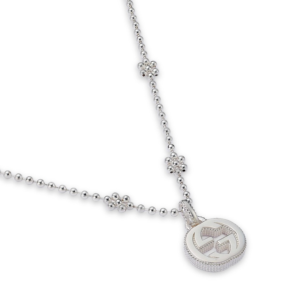 Gucci Sterling Silver Interlocking G Cluster Chain Necklace - Picture 4 of 7